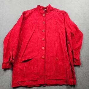 Vintage Corduroy Shacket Top Womens 8 Red Andrew McMullan Chore Barn USA